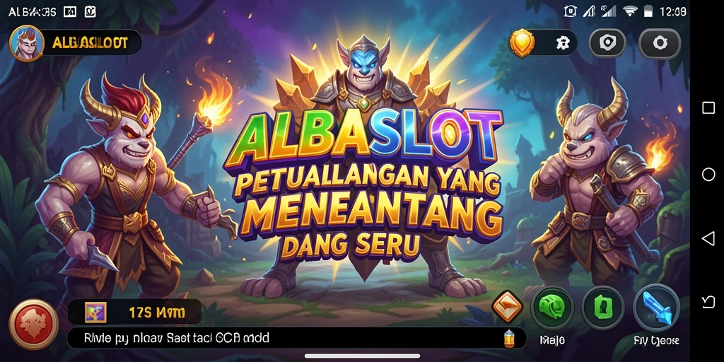Screenshot gameplay ALBASLOT menunjukkan aksi seru dan dunia yang memukau.