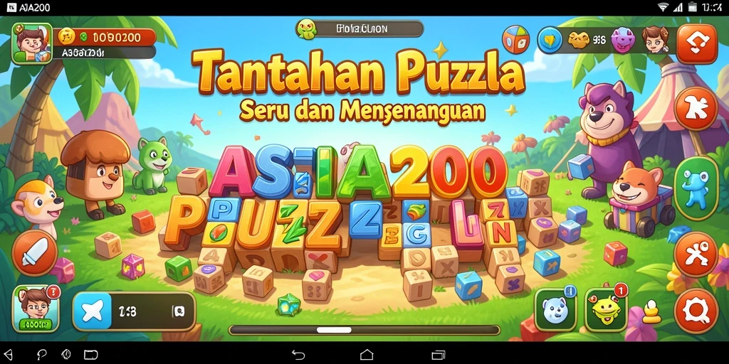 Screenshot gameplay ASIA200 menampilkan tantangan puzzle yang menarik dan berwarna.
