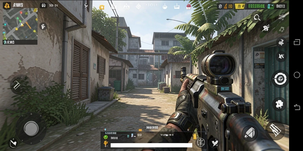 Tangkapan layar permainan AW8 yang menampilkan pertarungan FPS yang seru.