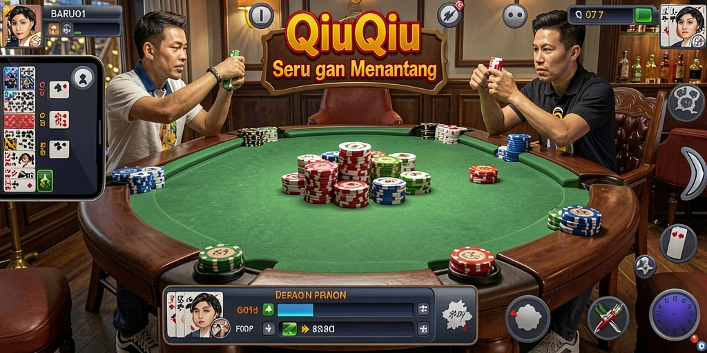Gameplay BARU01 menampilkan serunya permainan QiuQiu dengan teman.
