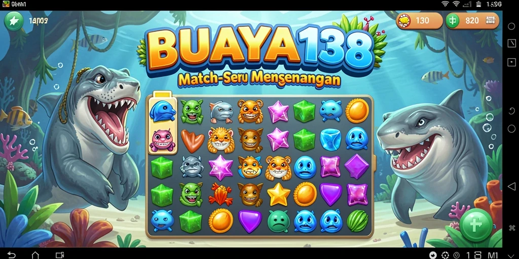 Tampilan menarik dari gameplay seru BUAYA138 Match-3.