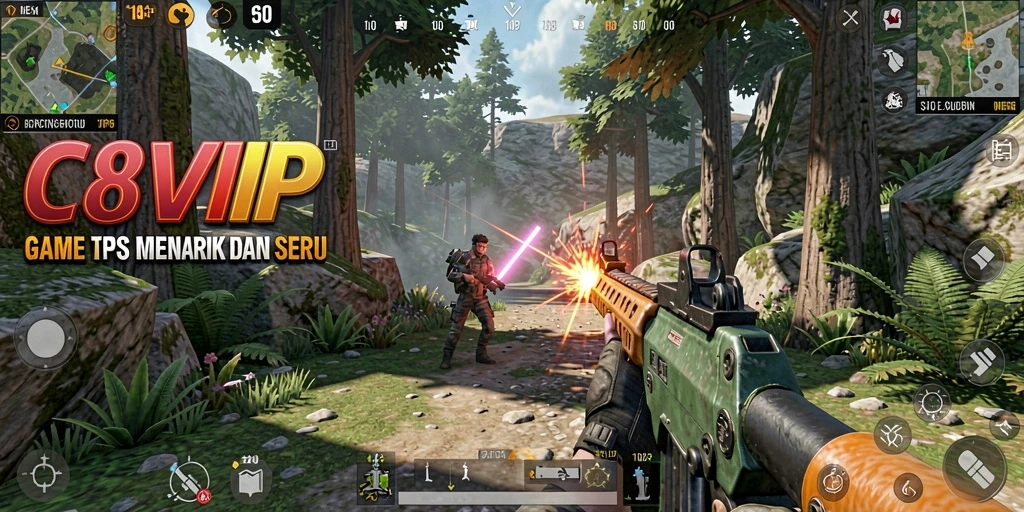 Gameplay seru C8VIP dengan aksi tembak-menembak intens.