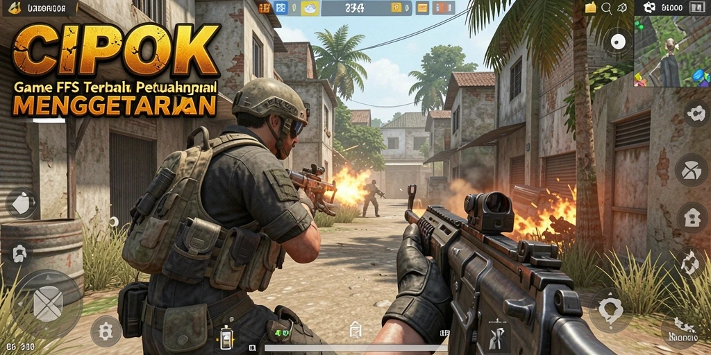 Screenshot utama CIPOK menampilkan aksi menembak intens dalam mode FPS.
