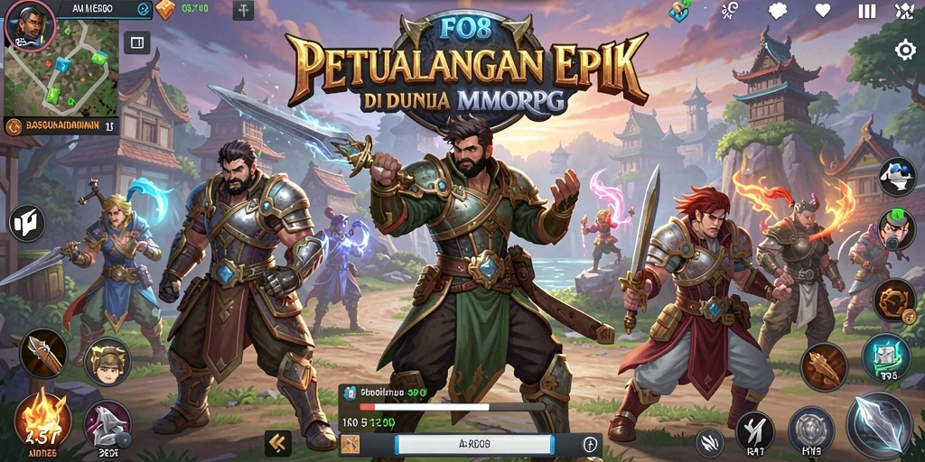 Screenshot gameplay FO8 menampilkan pertempuran seru di dunia MMORPG.