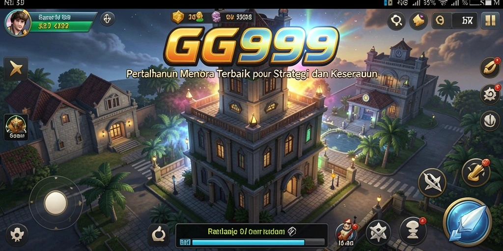 Screenshot GG999 menampilkan gameplay menara pertahanan yang intens.