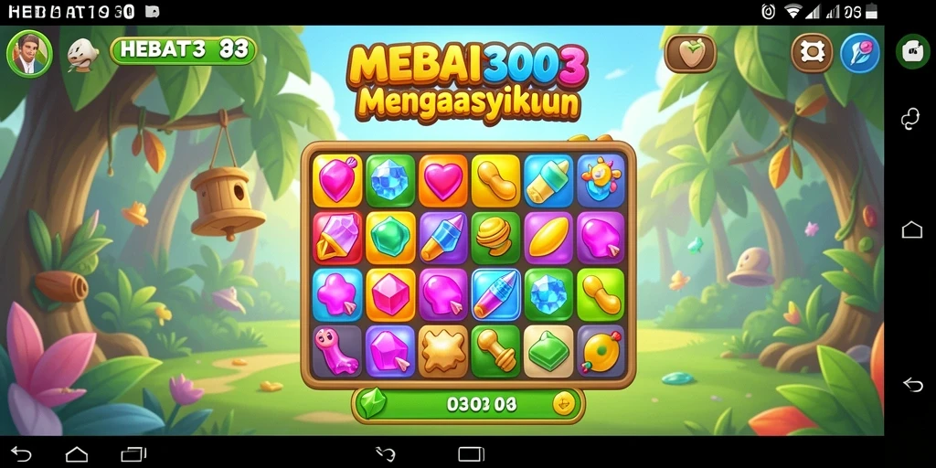 Gameplay match-3 yang seru dan penuh warna.