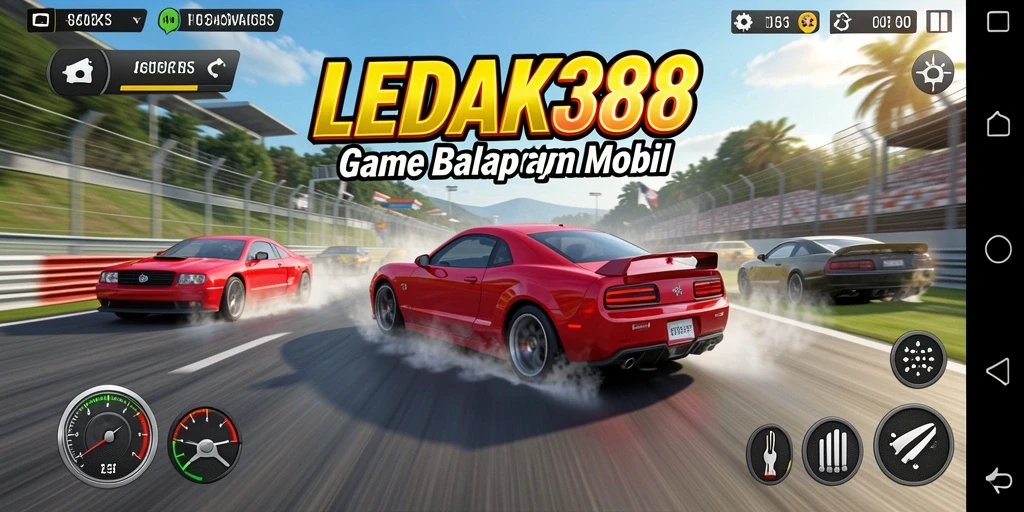 Tampilan gameplay balap mobil yang mendebarkan di LEDAK388.