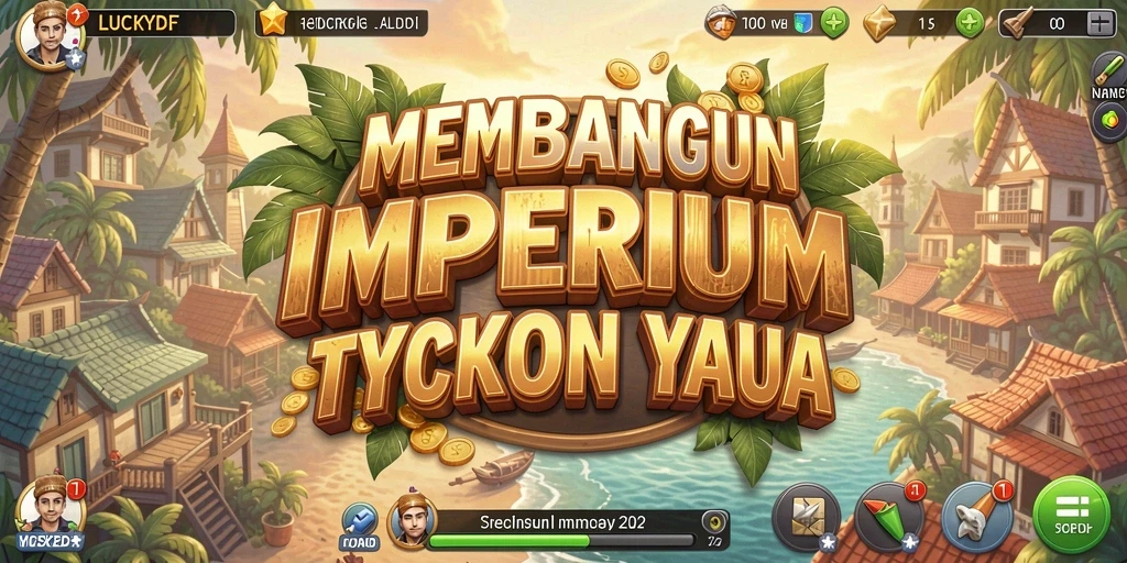 Tampilan gameplay LUCKYDF yang seru dalam membangun bisnis Tycoon.