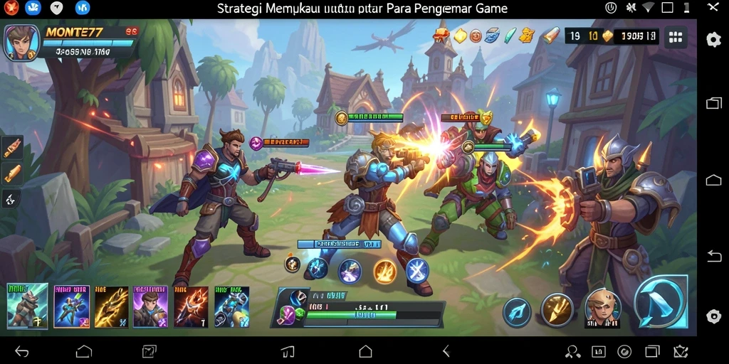 Tampilan gameplay MONTE77 yang menunjukkan pertarungan strategi yang mendebarkan.