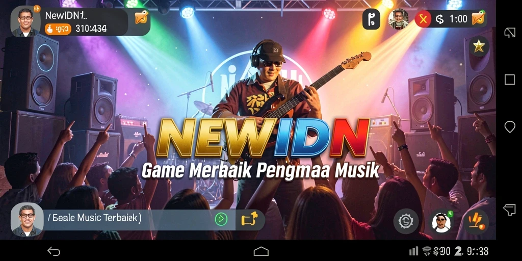Tampilan gameplay seru dengan berbagai pilihan lagu musik.