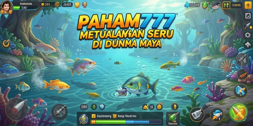 Tampilan gameplay seru di PAHAM777 saat menangkap ikan di laut.