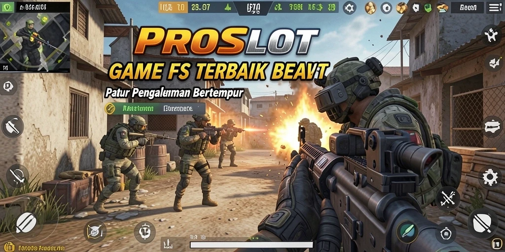 Screenshot gameplay PROSLOT menampilkan aksi pertempuran yang intens.