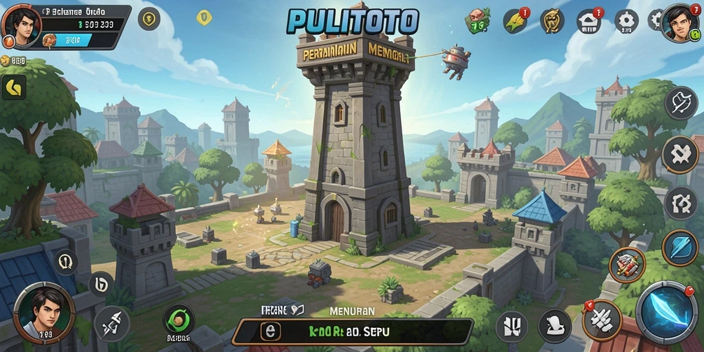 Tangkapan layar menunjukkan seru dan menegangkan gameplay Tower Defense.