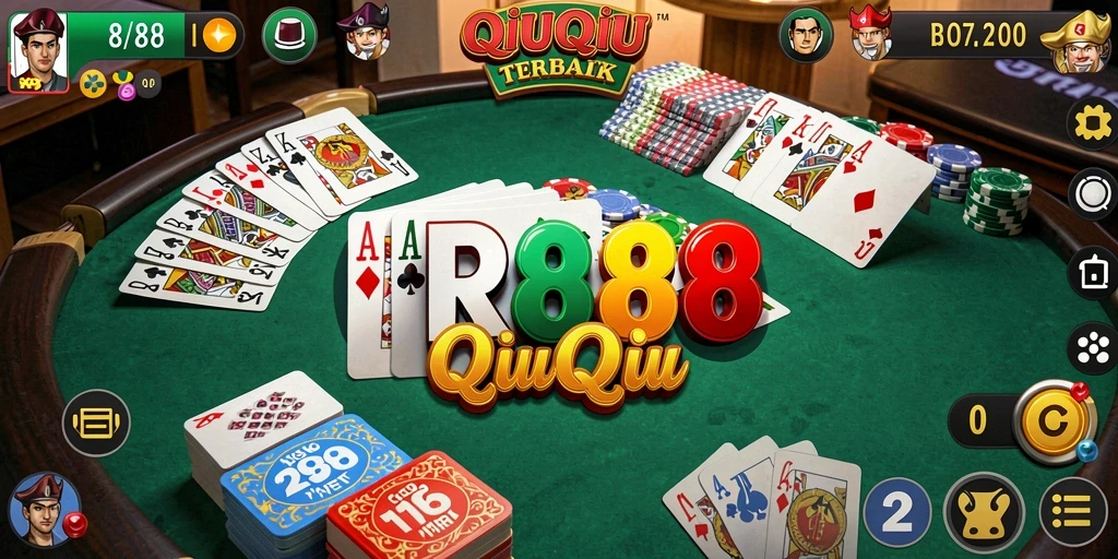 Screenshot gameplay RP888 menampilkan keseruan bermain QiuQiu.