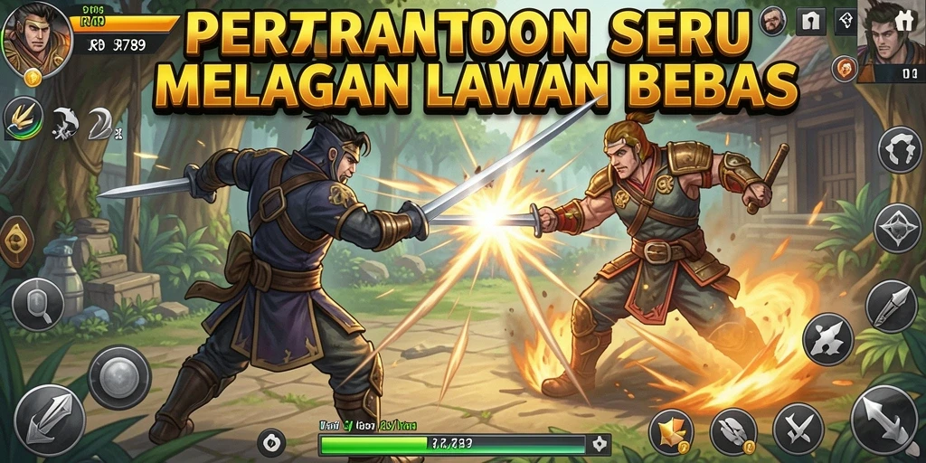 Screenshot gameplay RR789 menampilkan duel seru antara dua karakter Fighting.