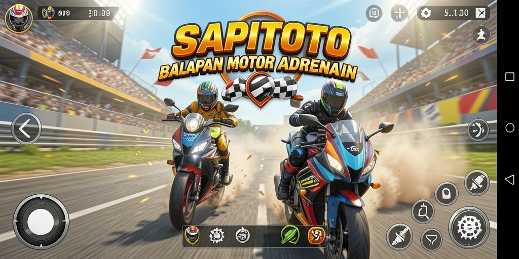 Tampilan gameplay balap motor yang mendebarkan di SAPITOTO.