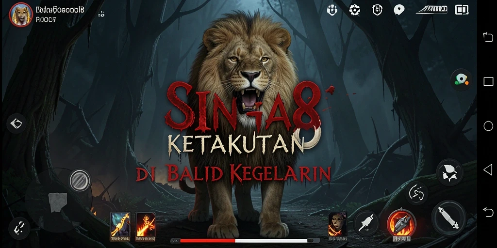 Screenshot utama SINGA8 menampilkan suasana mencekam dan gameplay seram.