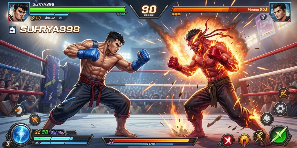 Tampilan gameplay SURYA898 yang seru dan penuh aksi dalam pertarungan Fighting.