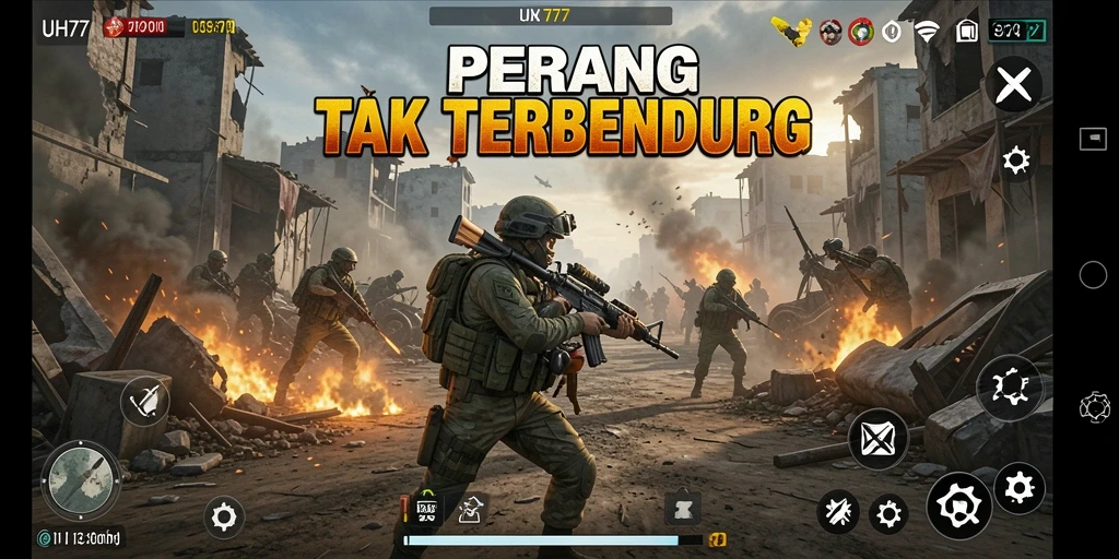 Gameplay UH77 menampilkan aksi yang intens dan grafis menawan.
