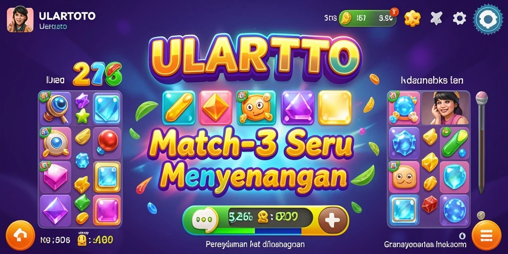 Tampilan gameplay ULARTOTO dengan aksi Match-3 yang seru dan menarik.