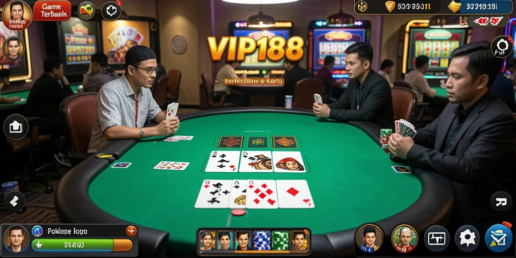 Tampilan gameplay Poker yang menarik dan penuh strategi.