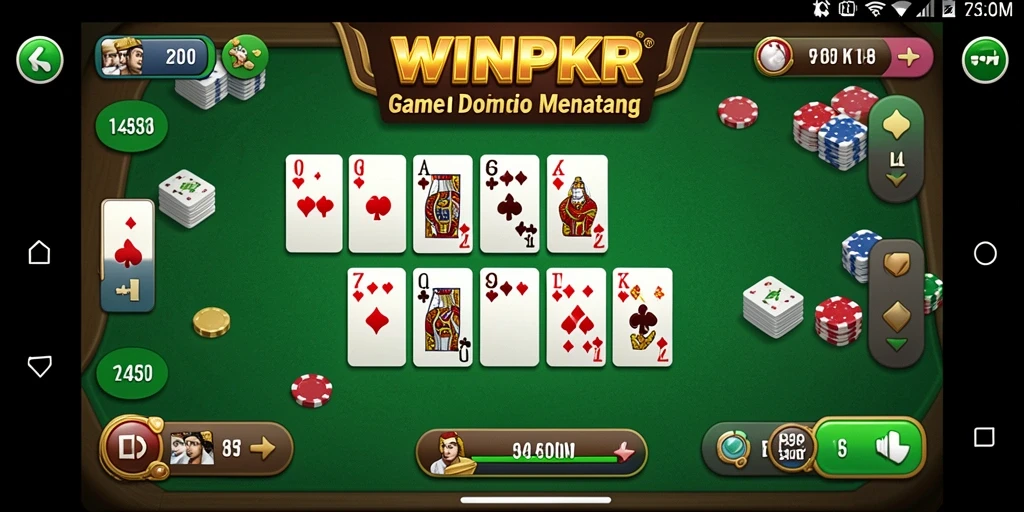 Tampilan gameplay WINPKR yang mendebarkan dalam permainan Domino.