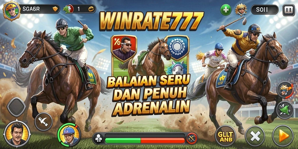 Screenshot gameplay WINRATE777 menampilkan balapan yang seru dan mobil yang keren.