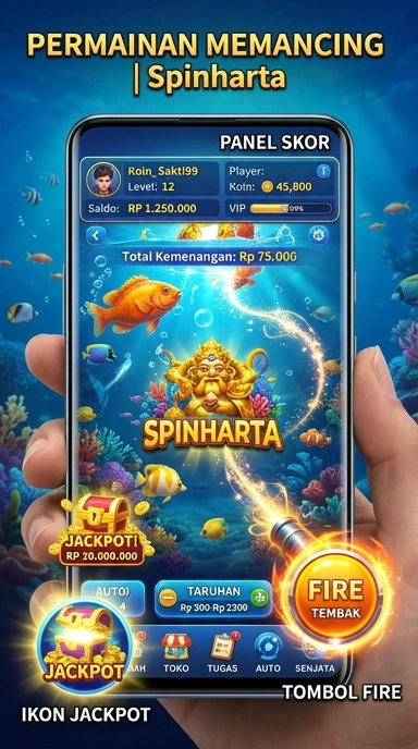 Tampilan antarmuka utama aplikasi spinharta.